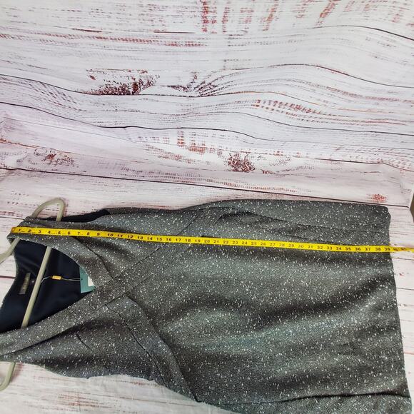 Zac Posen Gray Praire Wind/Black Tweed Sleeveless Pleated Whimsy Sheath Dress 12 - Picture 11 of 12